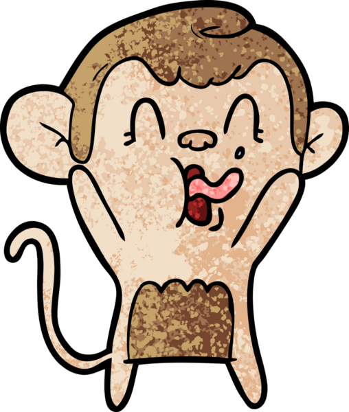 Bir insan tarafından çizilmiş çılgın çizgi film maymunu