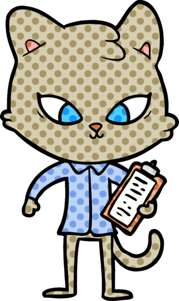 Bir insan tarafından çizilmiş sevimli çizgi film kedisi.