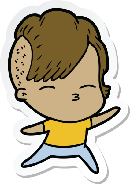 Bir insan tarafından çizilmiş, şaşı bir kızın çıkartması.