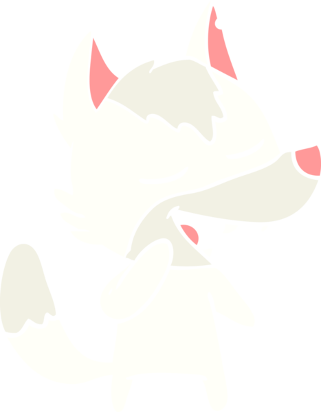 Bir insan tarafından çizilmiş düz renkli çizgi film kurt gülüşü