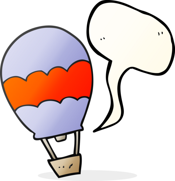 Bir insan tarafından çizilmiş serbest konuşma balonu karikatürü sıcak hava balonu