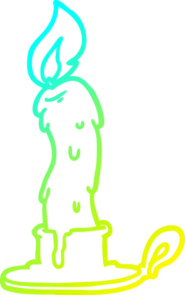 Bir insan tarafından çizilmiş ürkütücü eski bir mumun soğuk gradyan çizgisi.