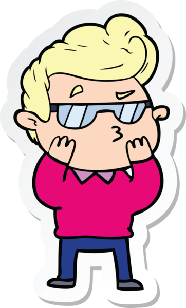 Bir insan tarafından çizilmiş havalı bir adamın çıkartması.