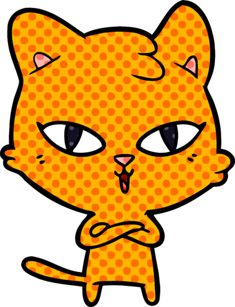 Bir insan tarafından çizilmiş çizgi film kedisi.