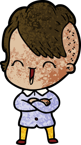 Bir insan tarafından çizilmiş mutlu hippi kız çizgi filmi.