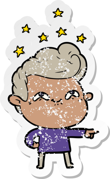 Bir insan tarafından çizilmiş heyecanlı bir karikatür çıkartması.