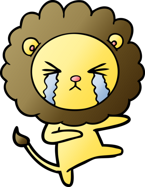 Bir insan tarafından çizilmiş ağlayan bir aslan.