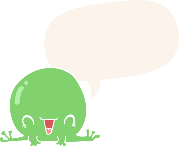 bir insan tarafından çizilmiş, konuşma baloncuklu bir kurbağa.