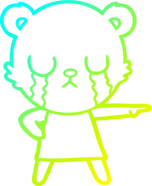 Ağlayan kutup ayısının insan eliyle çizilmiş soğuk çizgi çizimi.