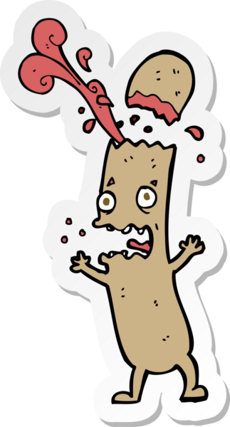 Bir insan tarafından çizilmiş az pişmiş bir sosisin çıkartması.