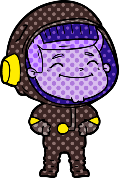 Bir insan tarafından çizilmiş mutlu astronot çizgi filmi.