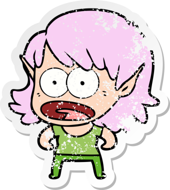 Bir karikatürün sıkıntılı çıkartması bir insan tarafından çizilmiş elf kızı şok etti.