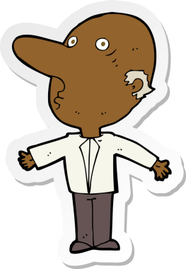 Bir insan tarafından çizilmiş, kafası karışmış orta yaşlı bir adamın çıkartması.