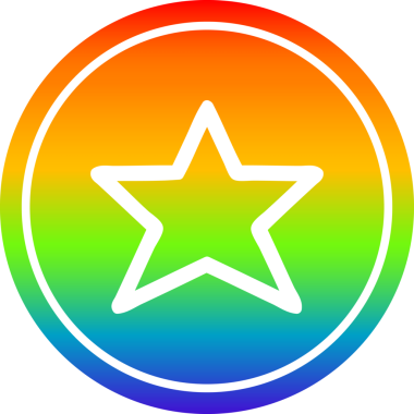 bir insan tarafından çizilmiş gökkuşağı gradyan bir yıldız şekli dairesel simgesi