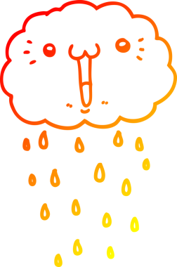 Bir insan tarafından çizilen karikatür bulutunun sıcak gradyan çizimi