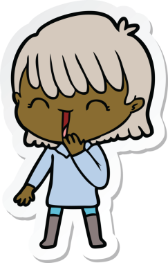 Bir insan tarafından çizilmiş bir karikatür kadının çıkartması.