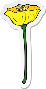 Bir insan tarafından çizilmiş karikatür çiçeğinin çıkartması.