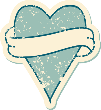 Bir insan tarafından çizilmiş kalp ve bayrağın sembolik depresif dövme şekli