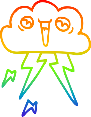 Bir insan tarafından çizilmiş gökkuşağı gradyan çizgi çizimi.