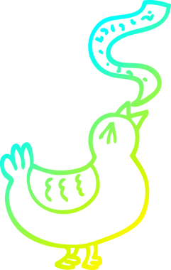 Bir insan tarafından çizilmiş bir çizgi film kuşunun soğuk gradyan çizimi