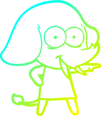 Bir insan tarafından çizilmiş mutlu bir filin soğuk gradyan çizgisi.