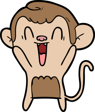 Bir insan tarafından çizilmiş gülen maymun çizgi filmi