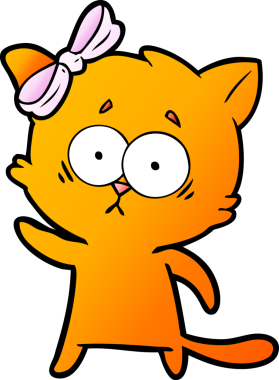 Bir insan tarafından çizilmiş çizgi film kedisi.