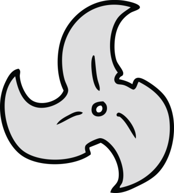 Bir insan tarafından çizilmiş tek bir ninja yıldızının el çizimi karalaması.