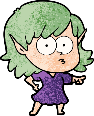 Bir insan tarafından çizilmiş çizgi film elf kızı.