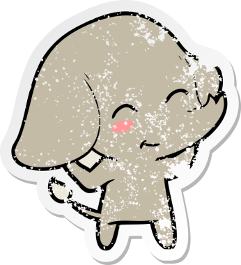 Bir insan tarafından çizilmiş şirin bir filin sıkıntılı çıkartması