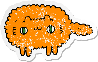 Bir insan tarafından çizilmiş karikatür bir kedinin sıkıntılı çıkartması.