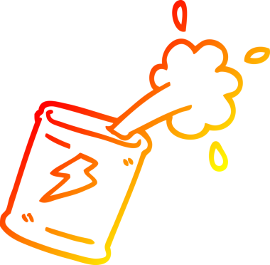 Bir insan tarafından çizilmiş karikatür soda kutusunun sıcak gradyan çizgisi.