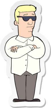 Bir insan tarafından çizilmiş bir karikatür güvenlik görevlisinin çıkartması.