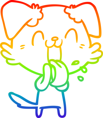 Gökkuşağı gradyan çizgi çizimi Bir insan tarafından çizilmiş nefes nefese bir köpek