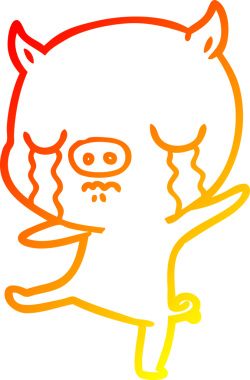 Bir insan tarafından çizilmiş, ağlayan bir domuzun sıcak çizgi çizimi.