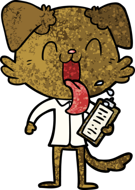 Bir insan tarafından çizilmiş panosu olan nefes nefese bir köpek.