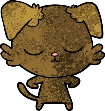 Bir insan tarafından çizilmiş şirin bir çizgi film köpeği.