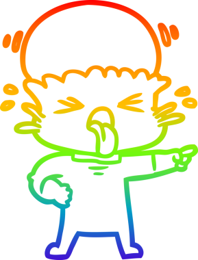 Gökkuşağı gradyan çizimi. Bir insan tarafından çizilmiş iğrenç bir çizgi film uzaylısı.