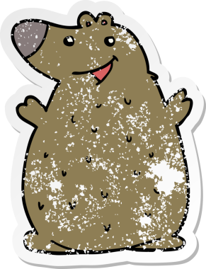 Bir insan tarafından çizilmiş mutlu bir ayının sıkıntılı çıkartması.