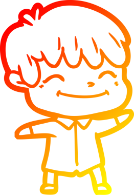 Bir insan tarafından çizilen mutlu bir çocuğun sıcak çizgi çizimi.