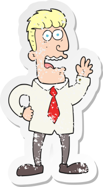 Bir insan tarafından çizilmiş bir karikatür işadamının gerilimli çıkartması.