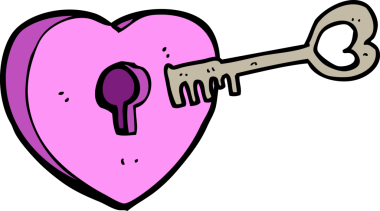 Bir insan tarafından çizilmiş anahtar deliği olan karikatür kalp.