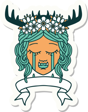 Bir insan tarafından çizilmiş ağlayan bir Ork Druid karakterinin çıkartması.