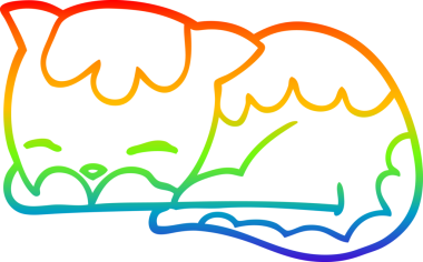 Gökkuşağı gradyan çizgi çizimi bir insan tarafından çizilen çizgi film kedisi