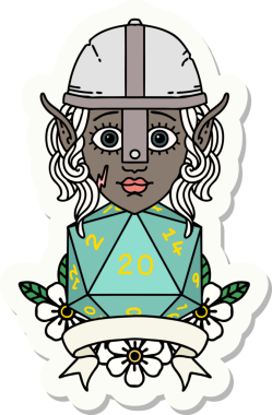 Bir insan tarafından çizilmiş doğal 20 zarlı bir elf savaşçısı çıkartması.