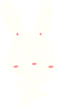 Sevimli düz renkli çizgi film tavşanı bir insan tarafından çizilmiş.