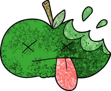 Bir insan tarafından çizilmiş ısırılmış elma çizgi filmi.
