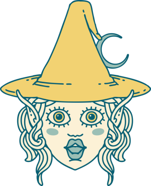 Retro Dövme Biçimi Elf karakteri bir insan tarafından çizilmiş