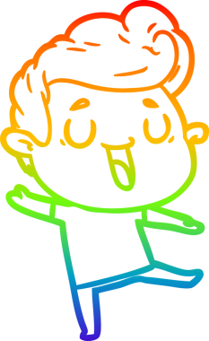 gökkuşağı gradyanı çizimi bir insan tarafından çizilmiş mutlu bir çizgi film adamı