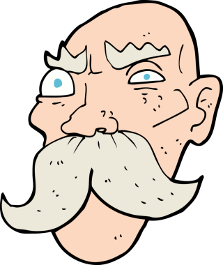 Bir insan tarafından çizilmiş kızgın yaşlı bir adam.